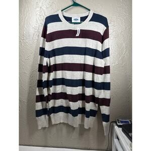 NWT Old Navy Men's Crewneck Rugby Sweater White Burgundy Navy Size Large